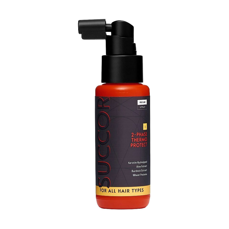 Уцінка! Двофазний термозахисний спрей Succor 2-Phase Thermo Protect Spray для всіх типів волосся, 60 мл